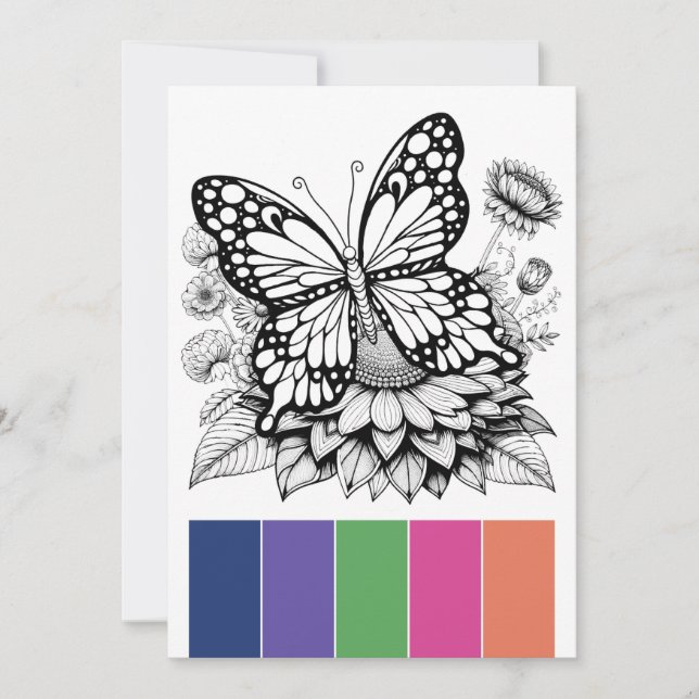 Color Palette Butterfly Adult Coloring Cards  (Front)