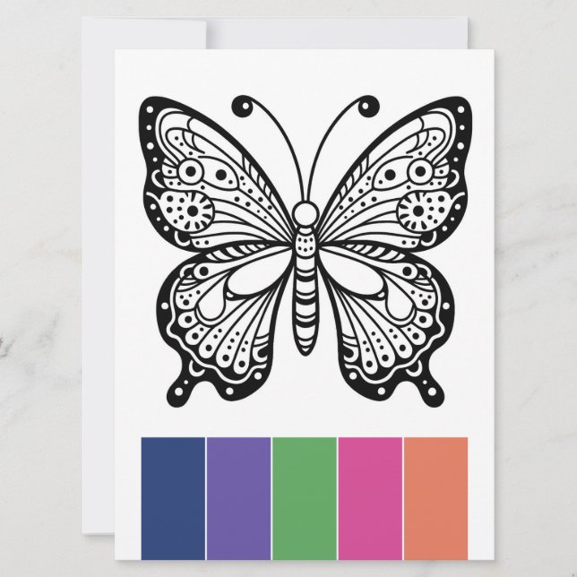 Color Palette Butterfly Adult Coloring Cards  (Front)