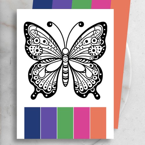 Color Palette Butterfly Adult Coloring Cards 