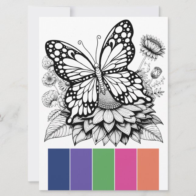 Color Palette Butterfly Adult Coloring Cards  (Front)