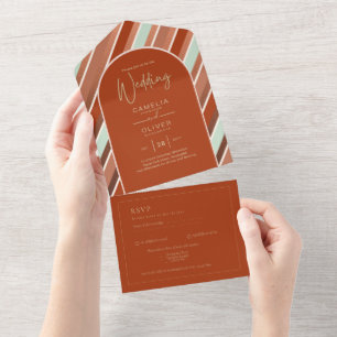 Color Palette Cinnamon Sage Terracotta Wedding All In One Invitation