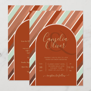 Color Palette Cinnamon Sage Terracotta Wedding Invitation