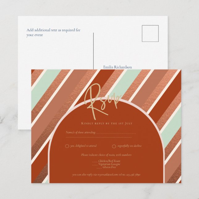 Color Palette Cinnamon Sage Terracotta Wedding Postcard (Front/Back)