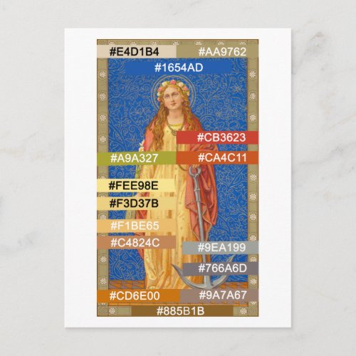 Color Palette for St Philomena with Anchor SNV51 Postcard