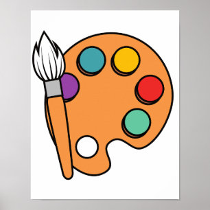 🎨 Color Palette & Paintbrush – Artistic Printable Poster