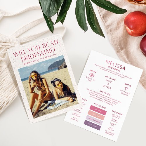 Color Palette Photo Be My Bridesmaid Proposal Card