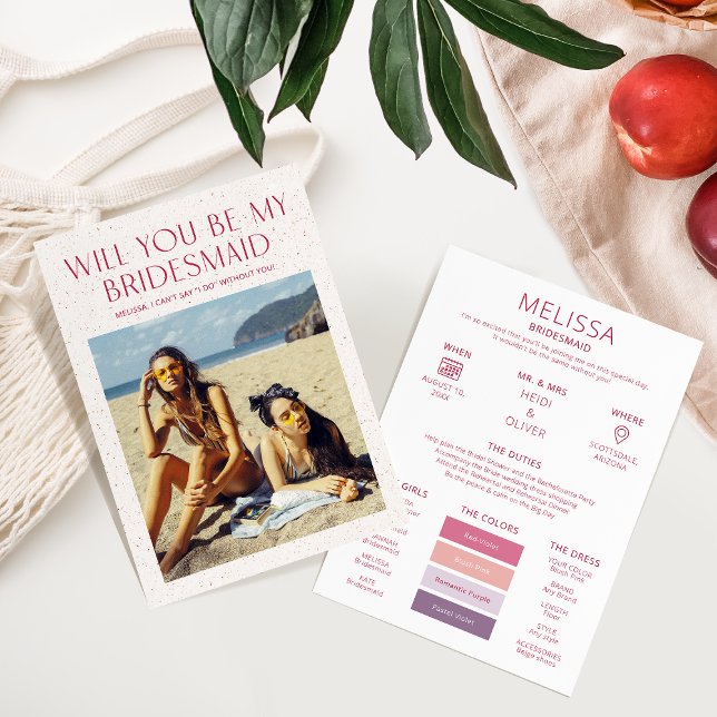 Color Palette Photo Be My Bridesmaid Proposal Card (Creator Uploaded)