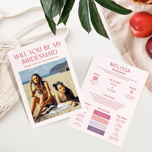 Color Palette Photo Be My Bridesmaid Proposal Card