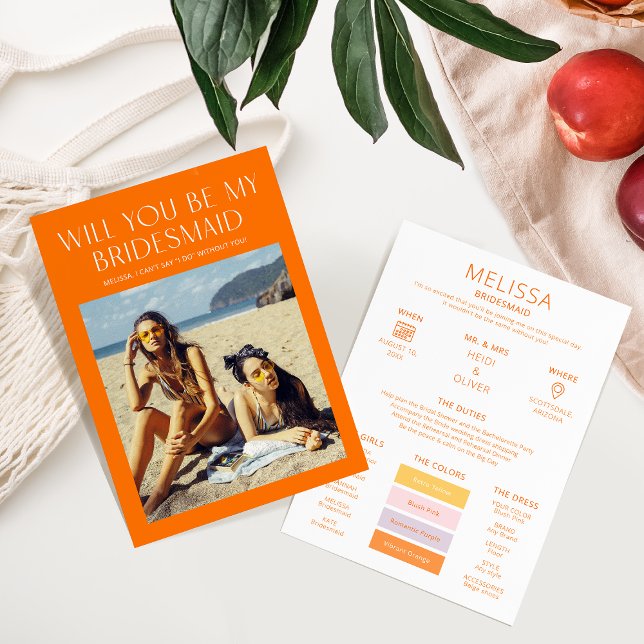 Color Palette Photo Be My Bridesmaid Proposal Card (Creator Uploaded)