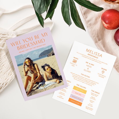 Color Palette Photo Be My Bridesmaid Proposal Card