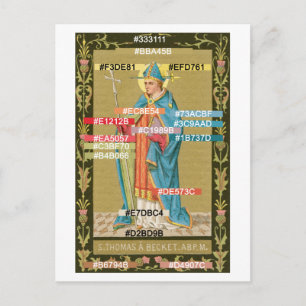 Color Palette-St Thomas Becket-Sword in Miter Postcard