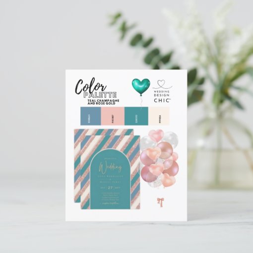 Color Palette Teal Champagne Rose Gold Wedding 