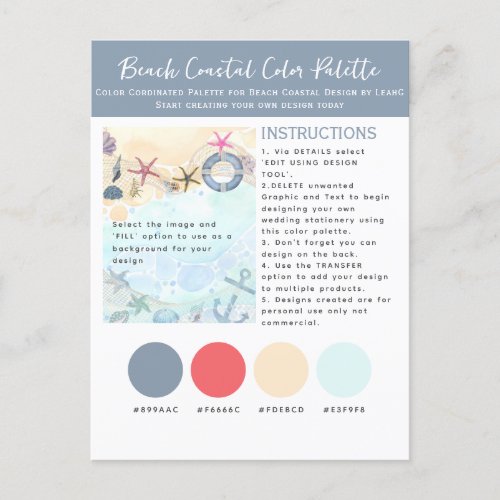 Color Palette Template for Beach Coastal by LeahG  Postcard