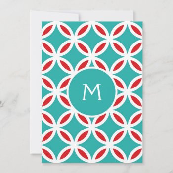 Color Palette:   Turquoise  Teal  Aqua Blue  Red  Thank You Card by PatternsModerne at Zazzle