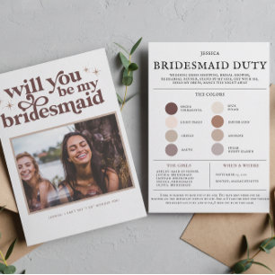 Color Palette Will you be my Bridesmaid Proposal Note Card