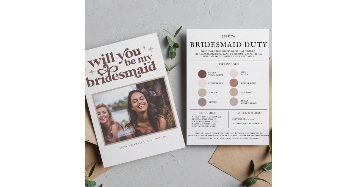 Color Palette Will you be my Bridesmaid Proposal Note Card | Zazzle