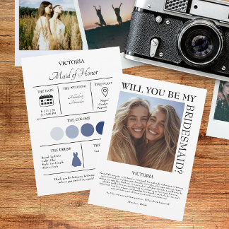Color Pallet Will You Be My Bridesmaid Proposal Invitation