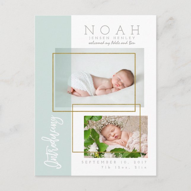 COLOR PANELS BIRTH ANNOUNCEMENT POSTCARD (Front)