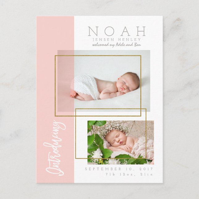 COLOR PANELS BIRTH ANNOUNCEMENT POSTCARD (Front)