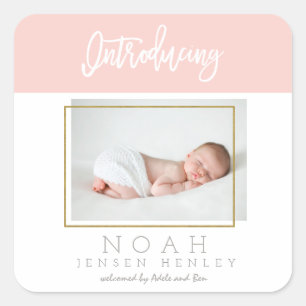 COLOR PANELS BIRTH ANNOUNCEMENT SQUARE STICKER