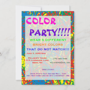 Color Party Hot Mess Invitation Multicolor Blast