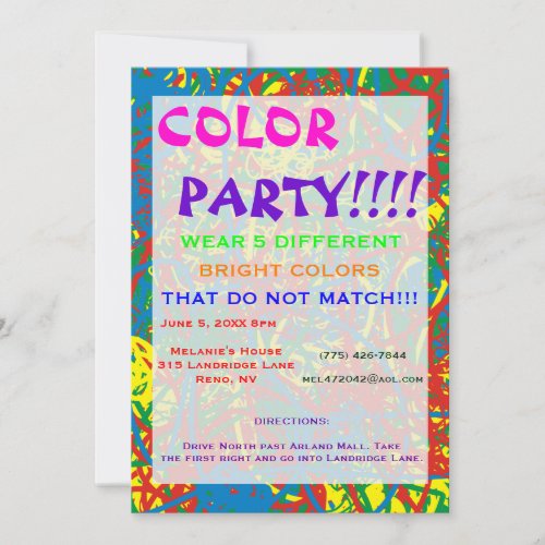 Color Party Hot Mess Invitation Multicolor Blast