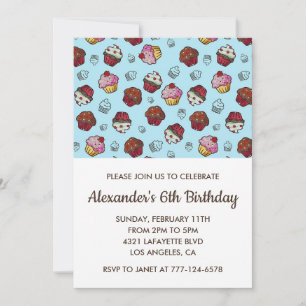 Color party invitations 6th birthday boy blue kids