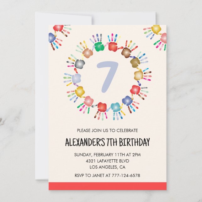 Color party invitations colorful kids primary (Front)