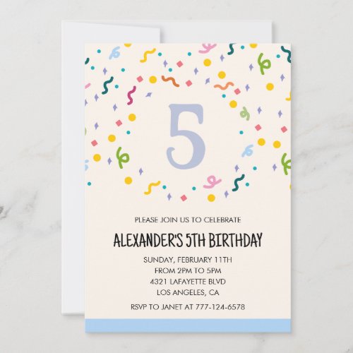 Color party invitations confetti kids primary