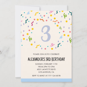 Color party invitations confetti kids primary