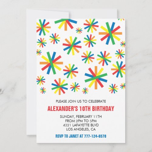 Color party invitations Confetti Modern 10th kids