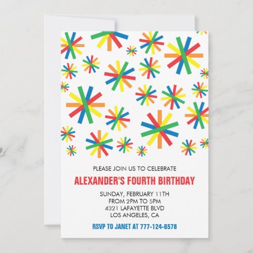 Color party invitations Confetti Modern 4th kids