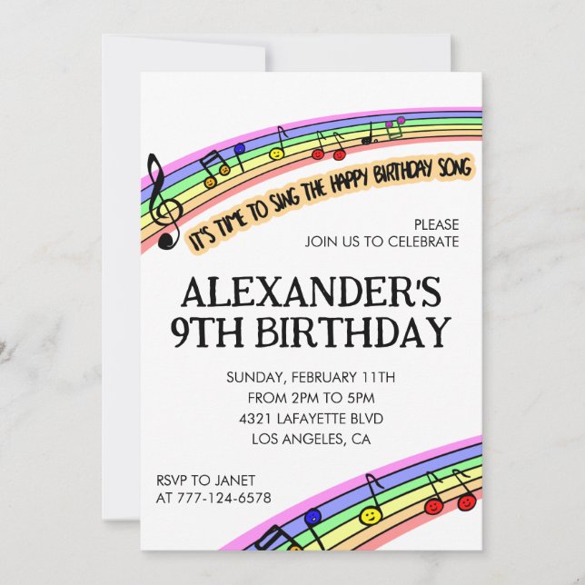 Color party invitations rainbow fun kids primary (Front)