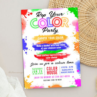 Color Party Light Invitation Editable Invitation