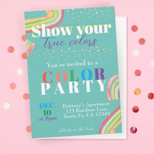 Color Party Rainbow Invitation