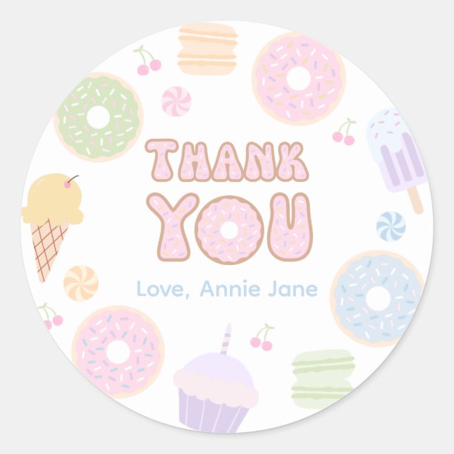 Color Pastel Donut Thank You Sticker (Front)