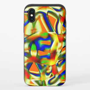 Color patches on crooked greenish beige strips iPhone x slider case