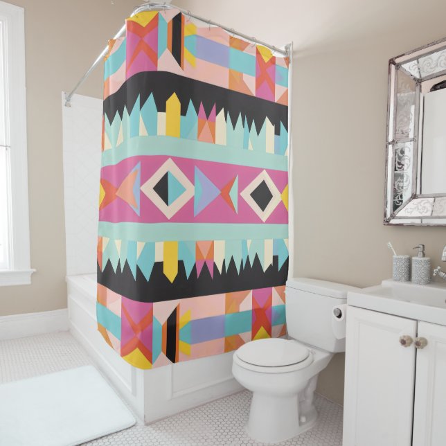 Color Pattern mix Shower Curtain (In Situ)