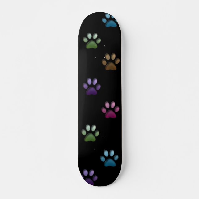 color paw prints skateboard (Front)