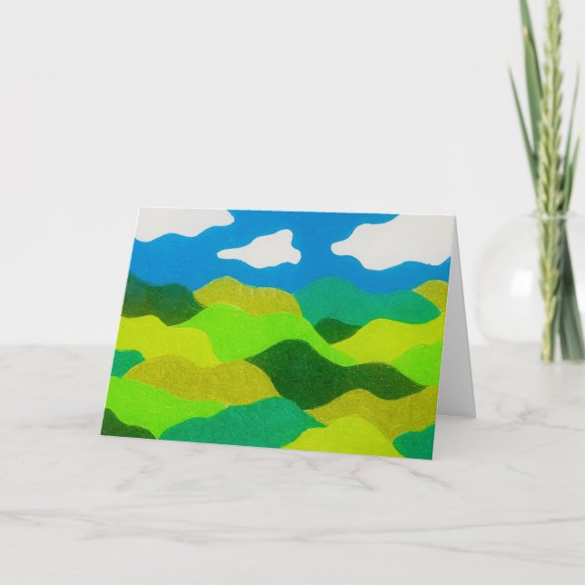 Color Pencil Abstract Landscape Blue Sky Card (Front)