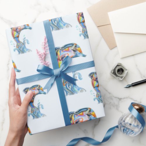 Color Pencil Dolphins Jumping Out Of Water Wrapping Paper