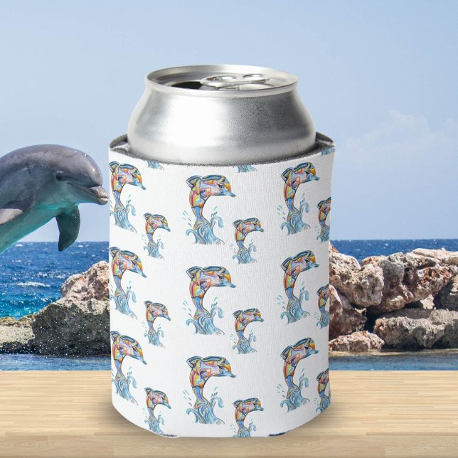 Color Pencil Dolphins Pattern Can Cooler (Creator Uploaded)