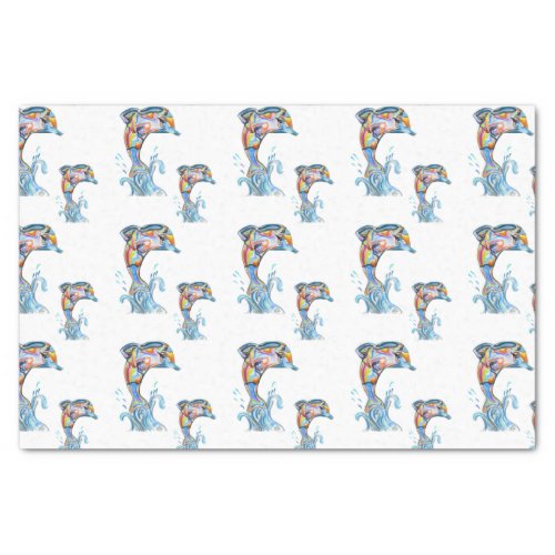 Color Pencil Dolphins Pattern Tissue Paper