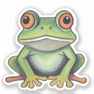 Color Pencil Drawing Frog Sticker