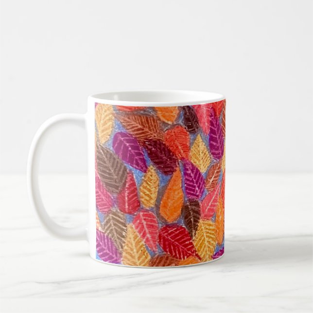 Color Pencil Fall Foliage Leaves Drawing Mug (Left)