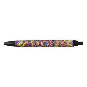 Color Pencil Purple Yellow Detailed Mandala Design Pen