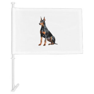 Color pencil sketch of a Doberman Pinscher.  Essen Car Flag