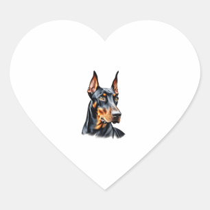 Color pencil sketch of a Doberman Pinscher. Essen Heart Sticker