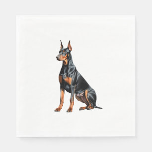 Color pencil sketch of a Doberman Pinscher. Essen Napkins