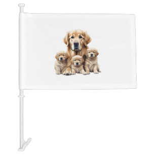Color pencil sketch of a Golden Retriever.  Essent Car Flag